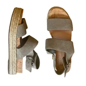 Bloomingdales Mark Fisher nude griege platform espadrille cork suede sandal  7.5