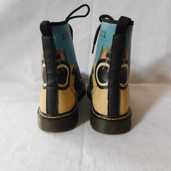 Blue Great Dane Dog Combat Style Boots Size Men's 7 Women's 9