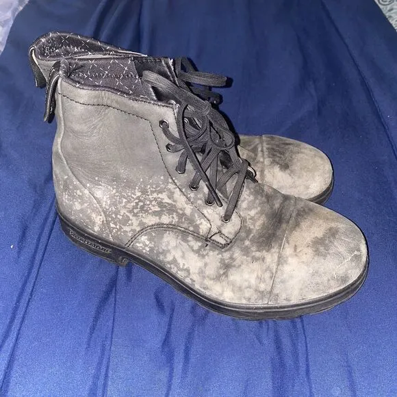 Blundstone Lace Up Ankle Boots Rustic Black Women Size US 7 AU 4 1619 Distressed