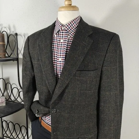 Boat House Row Men's Tweed Sport Coat Blazer Two Button Lambs Wool Size‎ 44L