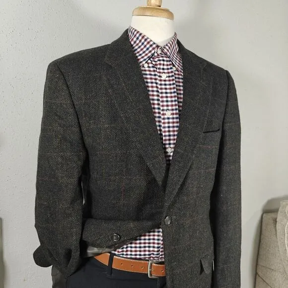 Boat House Row Men's Tweed Sport Coat Blazer Two Button Lambs Wool Size‎ 44L