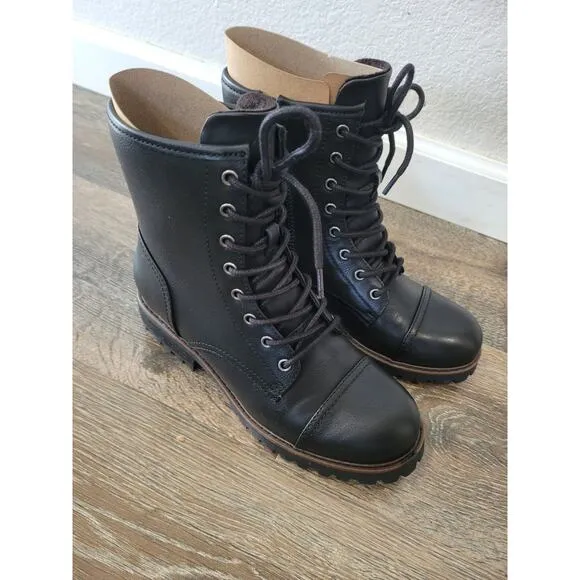 boc By Born Women's Black Amiah Lug Sole Lace Up Combat Boots size 7 #5