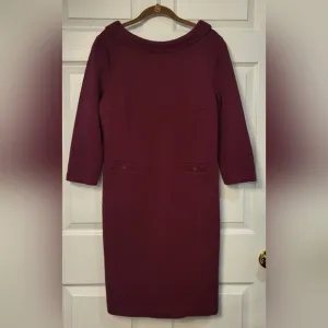 Boden Boat Neck Burgundy Dress Size 10