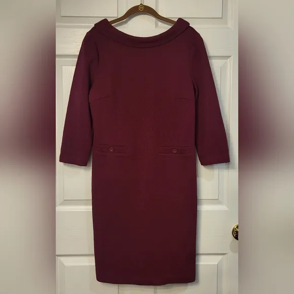 Boden Boat Neck Burgundy Dress Size 10
