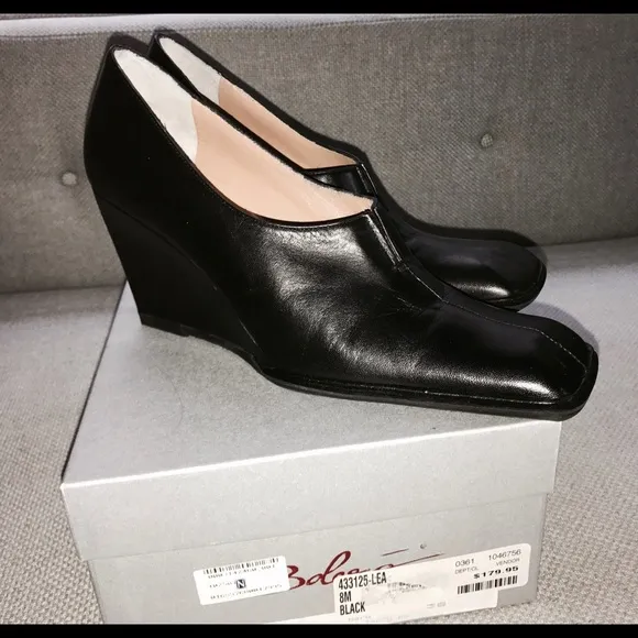 BOLERO Black Nappa Leather Wedges