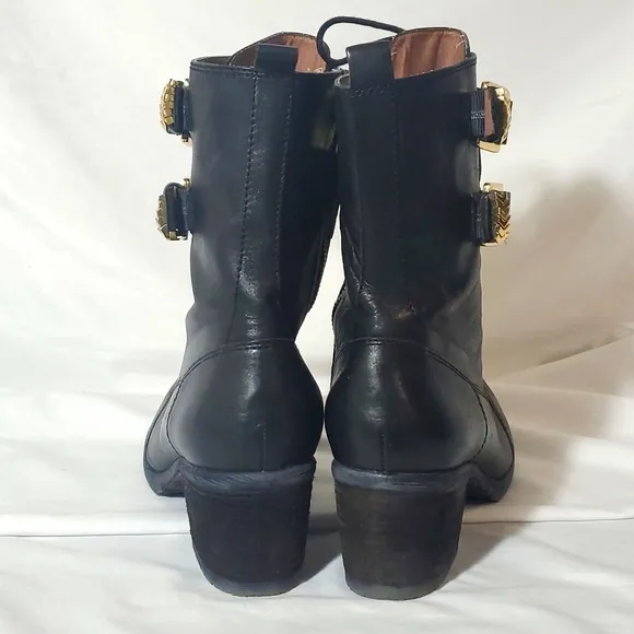 Boots Donald J Pliner Vero Couio Danti Combat Boots Black Leather Women's 10M