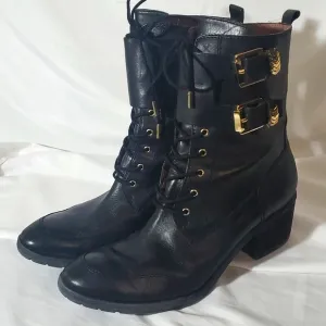 Boots Donald J Pliner Vero Couio Danti Combat Boots Black Leather Women's 10M