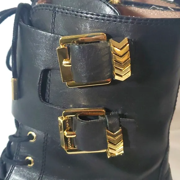 Boots Donald J Pliner Vero Couio Danti Combat Boots Black Leather Women's 10M