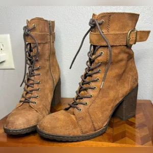 Born Cass distressed suede combat boots 9