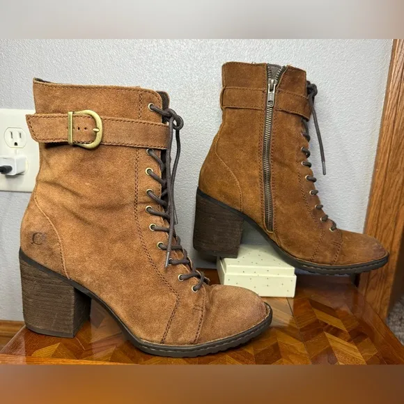 Born Cass distressed suede combat boots 9