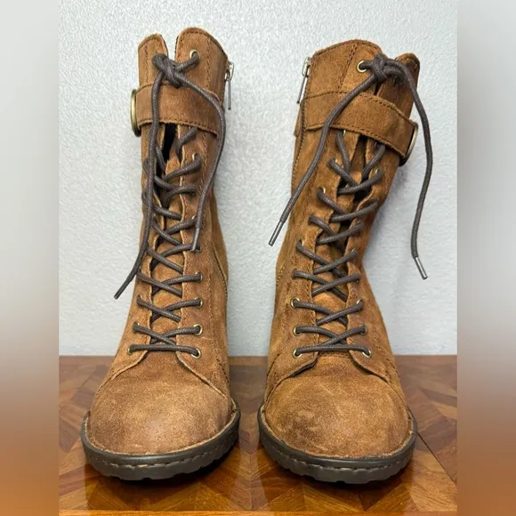 Born Cass distressed suede combat boots 9