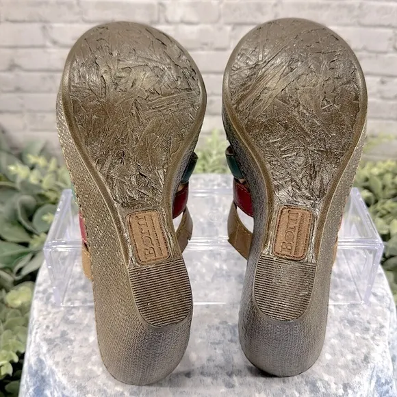 Born “Lumi Sand” Multicolor Leather 5-Band Open Toe Wedge Sandals WMS 9M✨NWOT✨