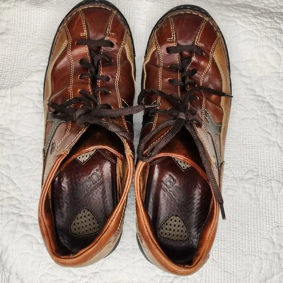 Born‎ Men's Tri Tone B5449 Brown Leather Oxford Shoes Size 11 W Round Toe