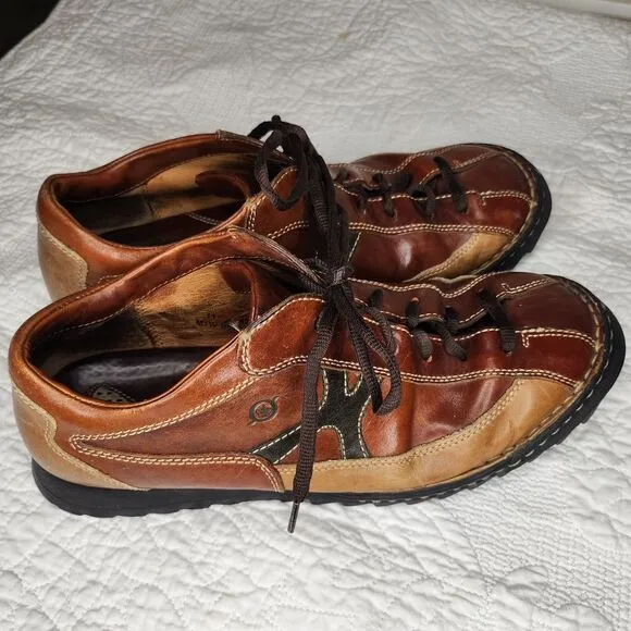 Born Men's Tri Tone‎ B5449 Brown Leather Oxford Shoes Size 11 W Round Toe