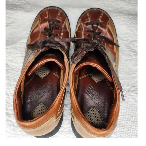 Born Men's Tri Tone‎ B5449 Brown Leather Oxford Shoes Size 11 W Round Toe