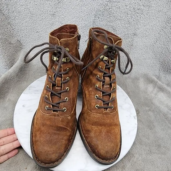 Born Shoes Womens Size 8.5 Brown Leather Lace Up Ankle Boots *GUC*