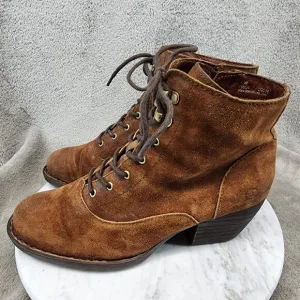 Born Shoes Womens Size 8.5 Brown Leather Lace Up Ankle Boots *GUC*