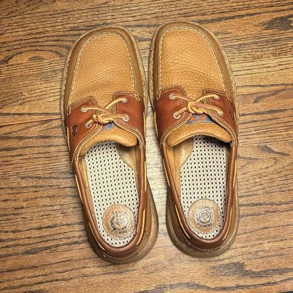 Born Wav 2 Brown 2 Tone Leather Moc Toe Boat Shoes Men’s 10