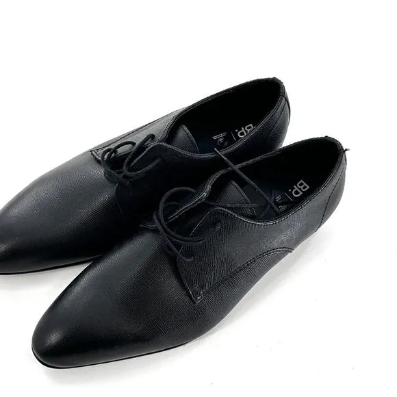 BP Mens Albert Derby Lace Oxford Dress Shoes 9.5 Black Saffiano Leather NWOT