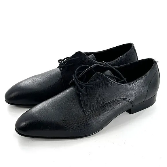 BP Mens Albert Derby Lace Oxford Dress Shoes 9.5 Black Saffiano Leather NWOT