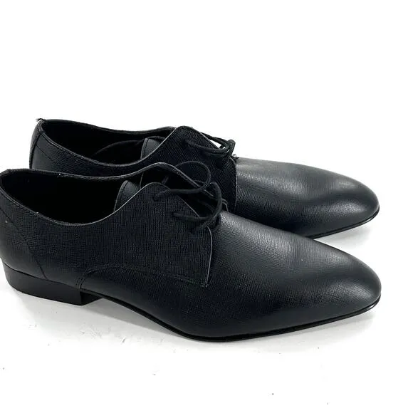 BP Mens Albert Derby Lace Oxford Dress Shoes 9.5 Black Saffiano Leather NWOT