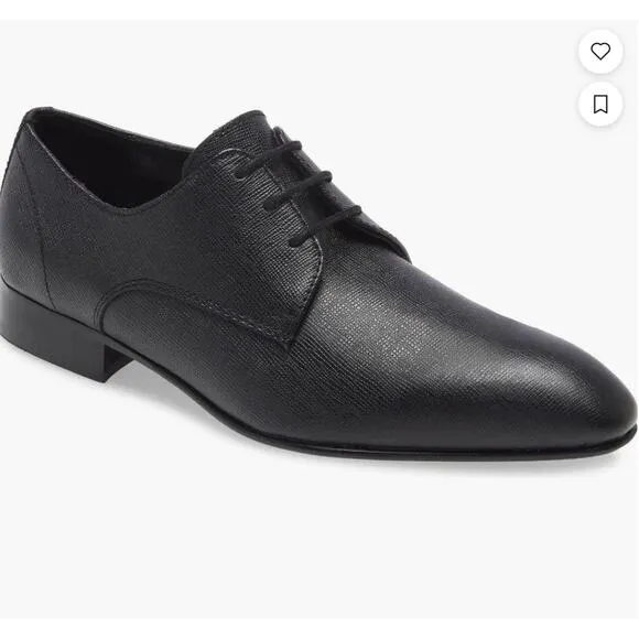 BP Mens Albert Derby Lace Oxford Dress Shoes 9.5 Black Saffiano Leather NWOT