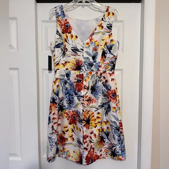 Brand New Donna Morgan Red &amp; Blue Floral Dress - Size 10