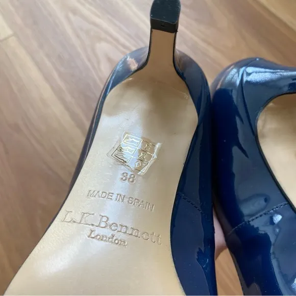 Brand New LK Bennet Opal Patent Leather Court Shoes Navy Blue EU38