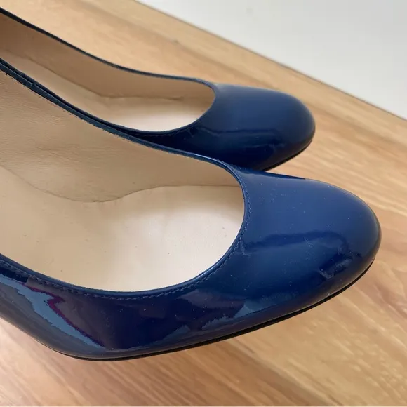 Brand New LK Bennet Opal Patent Leather Court Shoes Navy Blue EU38