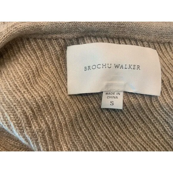 Brochu Walker Boat Neck Asymmetric Tan Beige Sz S Cashmere Blend Sweater ($300 )