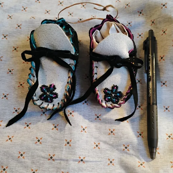 Brown and Black Moccasins with Intricate Beadwork