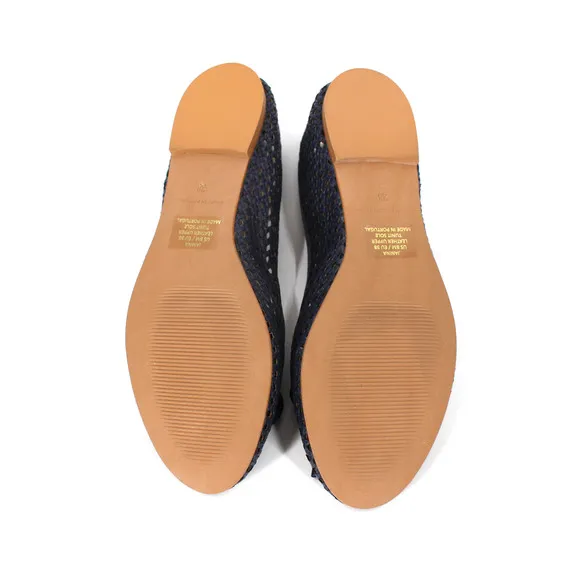 Bruno Magli Janina Woven Flats NEW Navy Leather Slip On Bow Accents Ballet 38