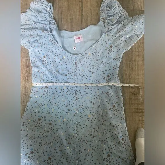 Buddy Love Jennifer Puff Sleeve with Metallic Stars Dress L