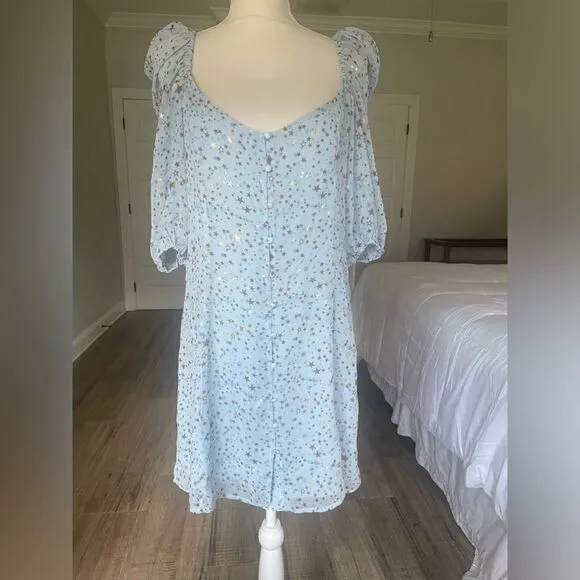 Buddy Love Jennifer Puff Sleeve with Metallic Stars Dress L