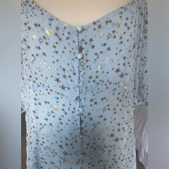 Buddy Love Jennifer Puff Sleeve with Metallic Stars Dress L