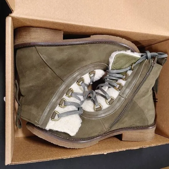 Bueno Teddy Khaki Nubuck Lace Up Leather Boots 42