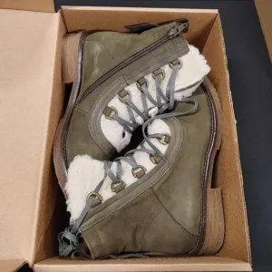 Bueno Teddy Khaki Nubuck Lace Up Leather Boots 42