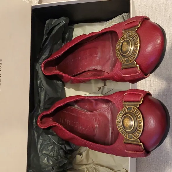 Burberry Lipstick Red Round Ballerina Flats