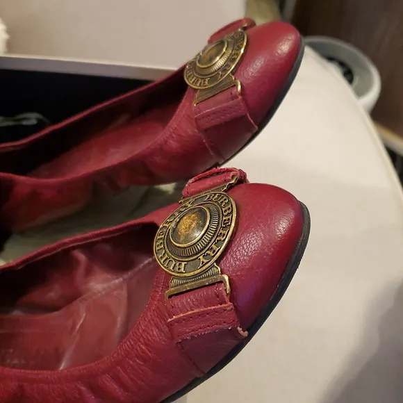 Burberry Lipstick Red Round Ballerina Flats