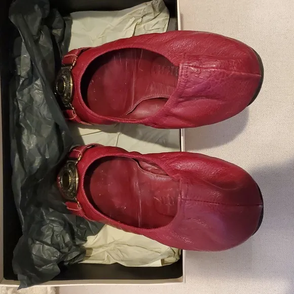 Burberry Lipstick Red Round Ballerina Flats