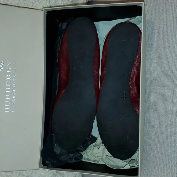 Burberry Lipstick Red Round Ballerina Flats