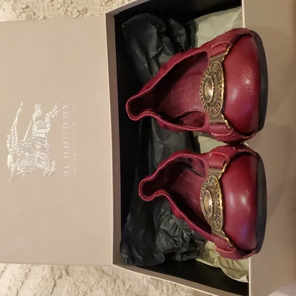 Burberry Lipstick Red Round Ballerina Flats