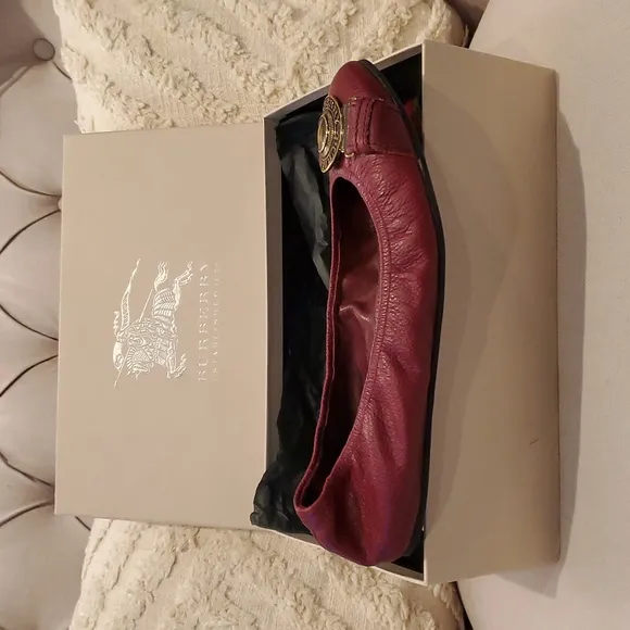 Burberry Lipstick Red Round Ballerina Flats