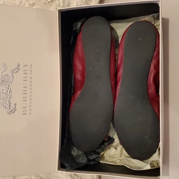 Burberry Lipstick Red Round Ballerina Flats