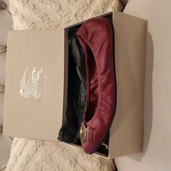Burberry Lipstick Red Round Ballerina Flats
