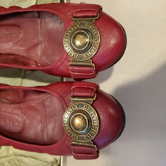 Burberry Lipstick Red Round Ballerina Flats