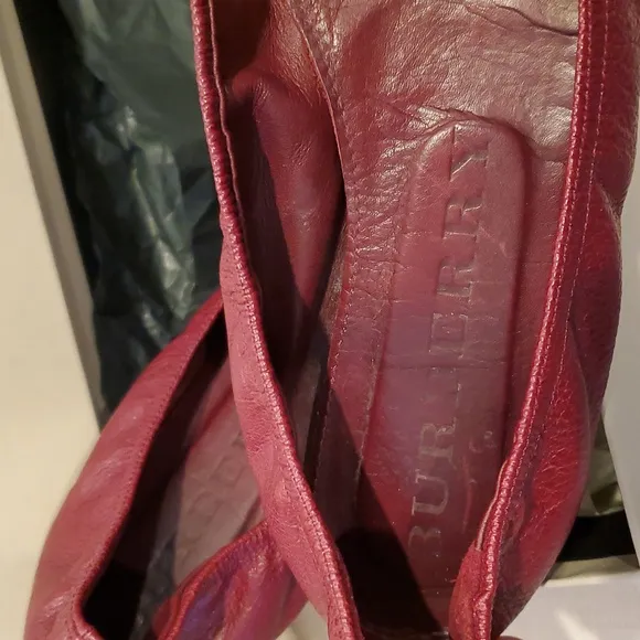 Burberry Lipstick Red Round Ballerina Flats