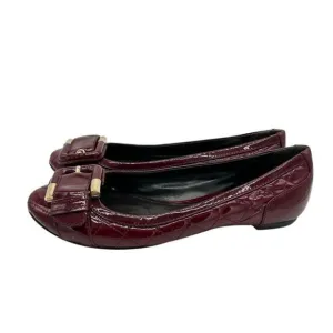 Burberry women's SZ 5 Quilted Flats Burgundy Leather $475 Value Made in Italy