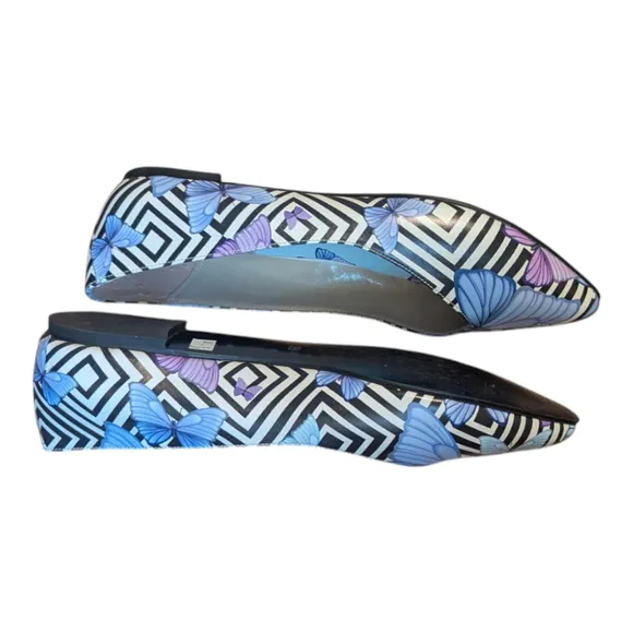 Butterfly Print Pointed Flats Women's Size 39 Fairycore Barbiecore Y2K