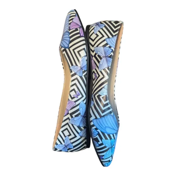 Butterfly Print Pointed Flats Women's Size 39 Fairycore Barbiecore Y2K